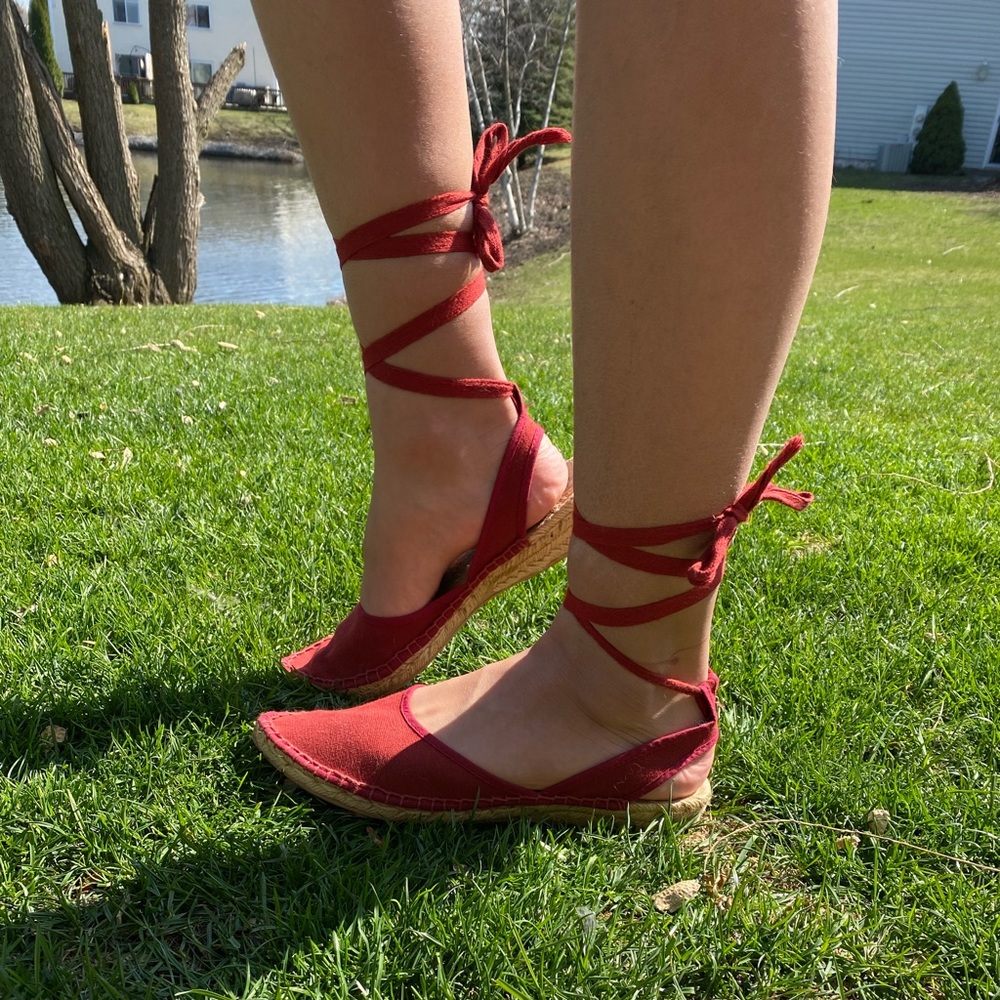 Cousu Main PĀRE GĀBiĀ red flats ballerina space up MADE IN FRANCE!
